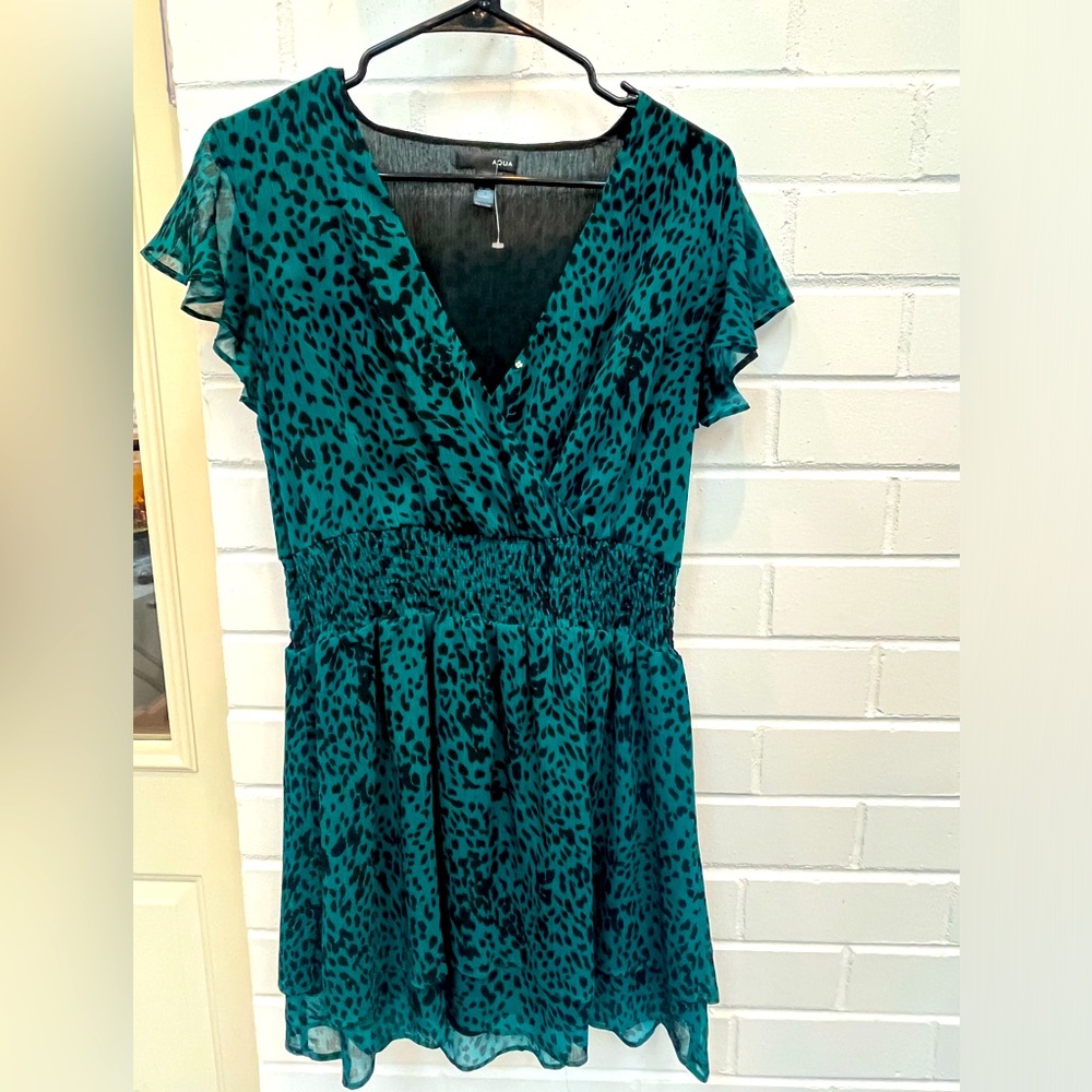 Aqua summer green leopard dress